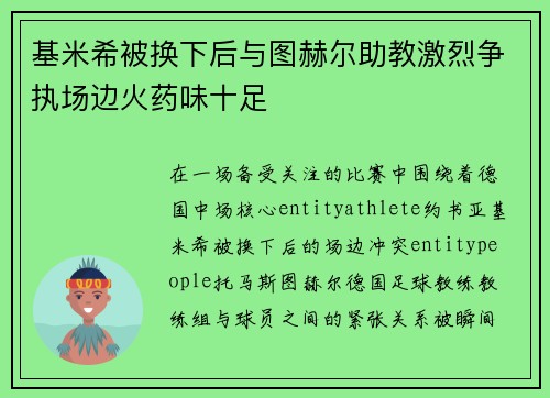 基米希被换下后与图赫尔助教激烈争执场边火药味十足